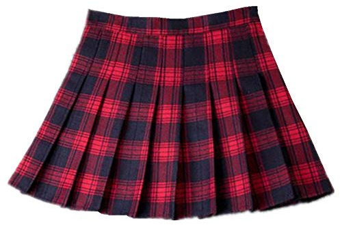 Black Sugar Femme Fille Jupe Courte Écossaise Carreaux Rouge Bleu Noir Plissée Zip Coton Résistant Laine Épaisse Lacets Gothique Punk De Bonne Qualité (Rouge, XXL)