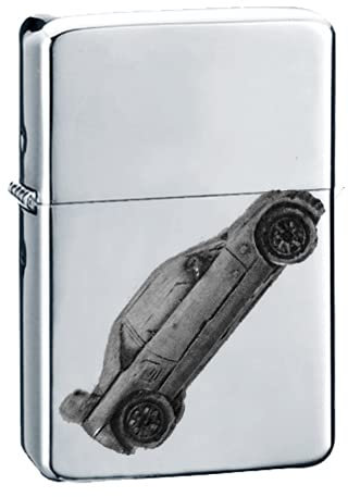 Japanisches Auto AZ-1 ref125 Zinn Effekt Design auf einem Flip-Top-Benzinfeuerzeug, winddicht, Silber nachfüllbar