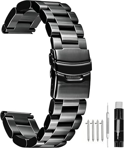 SINAIKE 22mm 24mm 26mm Schwarz Silber Super Dicke 5.5mm Durchschnittliche Gebürstete Edelstahl Gerade Enden Uhrenarmband für Männer Taucher Double Lock Schnalle