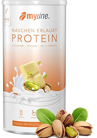 Myline Protein Shake Eiweißpulver viele Geschmacksrichtungen 400g + Maßband (Pistazie)