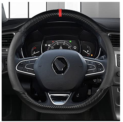 Lenkradabdeckung Auto Lenkrad Abdeckung 38cm Leder Für Renault Für Captur Für Kadjar Für Kaptur Für Koleos Für Scenic Für Espace Lenkradbezug (Farbe : Black D Shape)