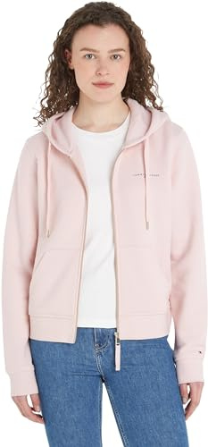 Tommy Hilfiger Damen Hoodie mit Reißverschluss 1985 Reg Mini Corp Zip Hoodie Zipper, Rosa (Whimsy Pink), XL