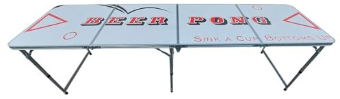 ASKON Spieltisch - Pong-Tisch mit 2,4m Länge - Trink- und Geschicklichkeitsspiel - mit 24x orange Bälle, 12x rote Trinkbecher, 12x Blaue Trinkbecher - Trinkspiel - Partyspiel