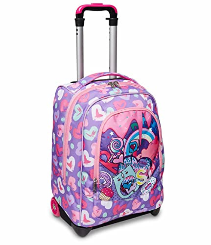 SJ Gang, Trolley Scuola Big SJ Gang Fantabulous, Rosa, 2 Zaini in 1 con Crossover System, Uso Zaino con Spallacci a Scomparsa, Zaino Scuola Elementare, Trolley Scuola Elementare Bambina