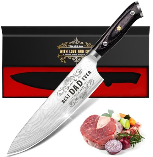 Funistree Fathers Day Chef Knife Gifts for Daddy Dad from Daughter Son, Dad Birthday Gifts, High Carbon German Stainless Steel EN1.4116 Kitchen Knife, Cooking Presents for Father Step Dad
