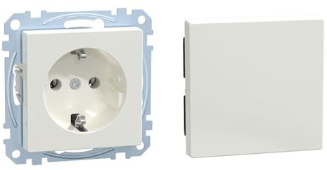 Schneider Electric Merten MEG2301-0319 Einsatz Schutzkontakt-Steckdose System M & Merten 432119 Wippe Abdeckung Wechselschalter, Ausschalter