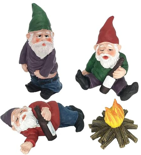 Gartenzwerg Lustig Gartenzwerge für AußEn Gartendeko Gartenschmuck Outdoor Betrunkene GNOME FüR Garten 3pcs Mini GNOME Mit 1PC Feuerharz Fairy Garden GNOME Witzige Ungezogen