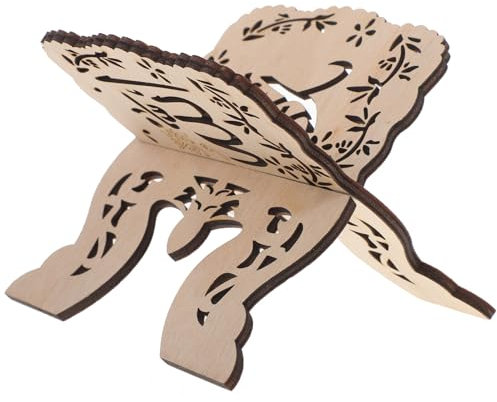 STOBOK Ramadan-Koran-Halter Vintage-Buchständer Aus Holz Zusammenklappbarer Bibelständer Dekorativer Islamischer Eid-Mubarak-Bücherregal-Organizer Für Die Präsentation Von Lese- Und