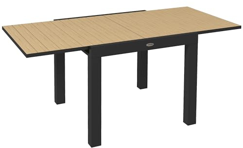 Outsunny Tavolo da Giardino Allungabile in Alluminio per 4-6 Persone, 81/162x80 cm Tavolo da Pranzo Estensibile da Esterno con Piano a Doghe, per Patio Terrazzo Balcone, Giallo