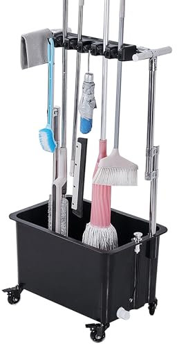 Abflussregal, Besenmopphalter, Moppbesenhalter, Reinigungsmittel für den Haushalt, Moppeimer, Gartenwerkzeug-Organizer, Reinigungswagen auf Rädern, Besenschrank, Aufbewahrungsschrank, bewegl