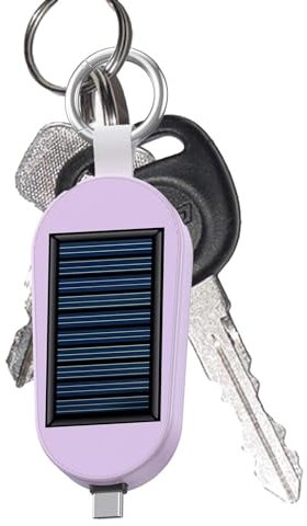 Solar Keychain Charging Device - Solar Energy p0wer Bank, Type C Solar Keychain | 3000mAh Portable Charger with Wireless, Solar Keyring Charger for Traveling, Outdoor Camping, (4.33x3.07x1.42in)