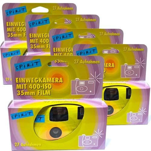 PHOTO PORST 5X 1A Appareil Photo jetable/Appareil Photo de Mariage/Appareil Photo de fête Edition Spirit Green (27 Photos, Flash, Pack de 5)