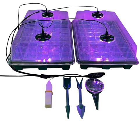 Selections Plant Propagator 40 Cell Seed Tray Set with Full Spectrum USB Grow Lights - Pack of 2