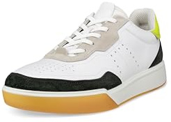 ECCO Men's Street Court Lace Sneaker, Peat/White/Lime Punch, 9/9.5 UK