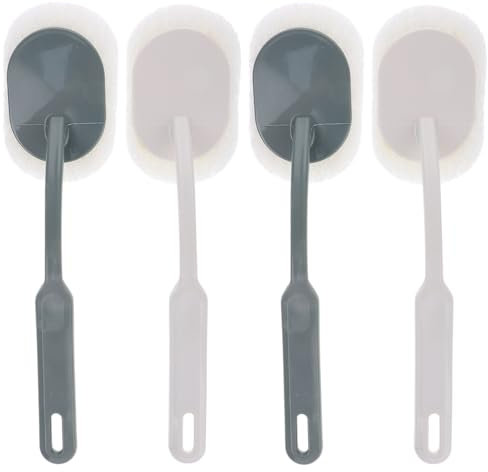 Healvian 4pcs Long Handle Toilet Brush Scrubbing for Bathroom Soft Broom Wall Mount Design
