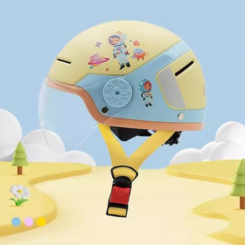 QJWMatic Four Seasons Kinderhelm Retro Motorrad Niedlicher Mädchen Jungen Helm Elektrischer Offener Halbhelm Jugend Kinder Street Chopper ATV Helm A,54-57CM
