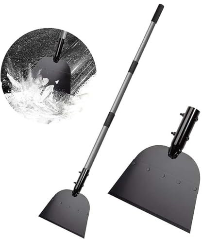 Snow Shovel, Flat Shovel with Adjustable Handle, 55 in Floor Scraper Long Handle Heavy Duty Ice Scraper Garden Multifunctional Weed Remover Tool for Walkway