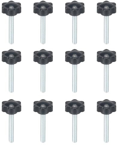 KINDPMA Lot de 12 Vis à Tête Moletée M6 x 40 mm en Plastique en Forme D'étoile avec Poignée, Vis à Tête Étoile pour Machines-Outils, Équipement Mécanique, Décoration de Meubles