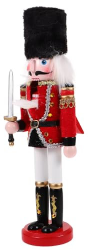 Warmhm Statuetta Schiaccianoci Natalizia in Legno Decorazione Da Tavolo Artigianale Colorata Ornamento Di Festa Unico Per Casa e Regali