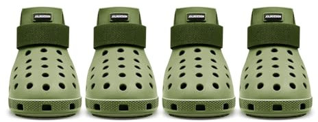 Hundeschuhe Pfotenschutz Outdoor – Hundeschuhe Wasserdicht, einfach an- und auszuziehen, atmungsaktiv, rutschfest, leicht zu reinigende Hundestiefel für Sommer Hitze und Winter Schnee (Olive, L)