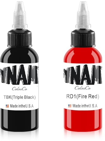 DLDN01 2 Flaschen Tattoo-Tinte - Permanent Body Tattoo, klassische schwarze Tattoo-Tinte mit Eleganz Rot (30 ml)