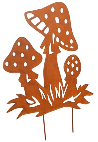 GAROZATION Rustic Hollow Out Metal Mushroom Garden Figurine Outdoor Decorative Yard Stake Lawn Art for Home Patio Garden Landscaping