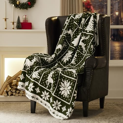 R.SHARE Weihnachtsdecke Kuscheldecke Flauschig Weihnachts Decke Warm Winter Weich Sofadecke Weihnachten Sofaüberwurf Wohndecke Couchdecke Für Bett Sofa,125 x 150 cm,Grün