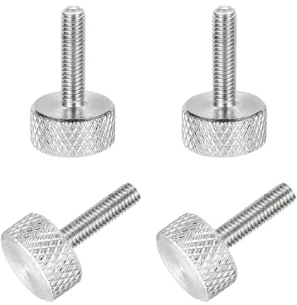 sourcing map 4 tornillos de pulgar moleteados de cabeza plana M3 x 12 mm, acero inoxidable 304 totalmente roscado, tornillos de tornillo de pulgar para cajas de computadora, tarjetas gráficas, color