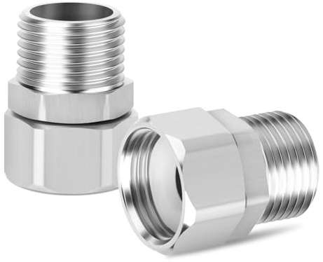 ERGAOBOY 2Pcs SS304 1/2 Female x Male 32mm Swivel Nut Connector | Straight extension reach, free spin collar socket, dense internal gasket, suitable for plumbing shower heads
