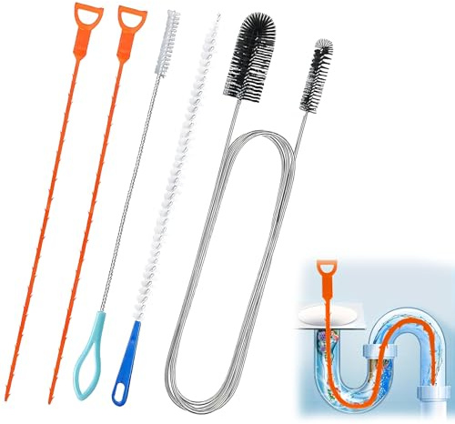 4PCS Drain Unblocker and Cleaner Tool,Multifunctional Remover Sink Unblocker Tool,Sink Unblocker Brush,Pipe Cleaner Brush,Double Ended Nylon Pipe Cleaner Brush,Reusable for Bathroom,Shower,Kitchen