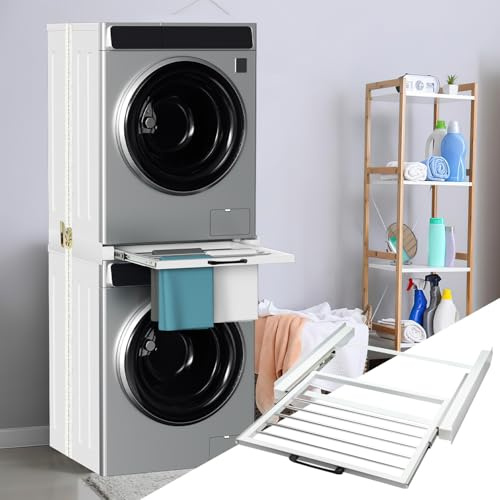 Peviasot Telaio intermedio per lavatrice, telaio intermedio universale per lavatrice e asciugatrice (60 x 54 cm), telaio lavatrice asciugatrice, set impilabile con portasciugamani, fino a 100 kg