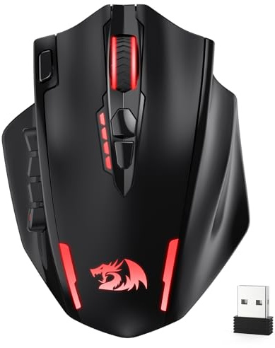 Redragon M913 MAX Wireless MMO Gaming Mouse 26000 DPI Remapping Keys | Cable-Free 0 Delay, Smooth Precise Tracking, Redefine Keybinding Macro, Vibing Backlight, Ergonomic Grip Body Comfort