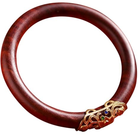 ROMISBABA Bracelet en Bois Naturel Ethnique pour Femme Jonc Rond en Bois Vintage Taille 60 MM Présent pour Anniversaire et Fêtes