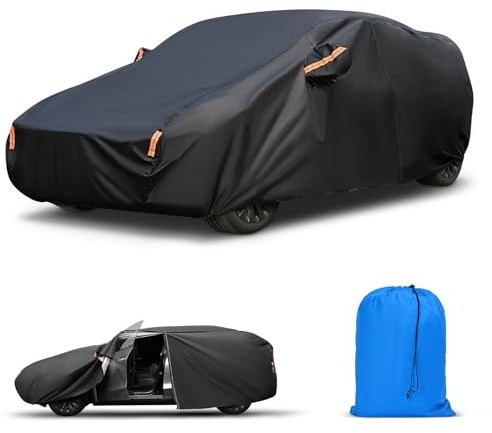 Waterproof Car Cover for SUV 190-200/485-510cm,All Weather Protection Against Rain, Snow, UV, Dust, Hail, Premium Car Covers For Outside Storage With Cotton