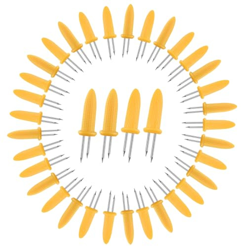 37 PCS Corn on the Cob Holders, Corn Cob Holders, Corn Holders, Corn Holders for Corn on the Cob, Corn on Cob Holders, Non-Slip Heat Resistant Handle Corn Forks Skewers for Sweet Corn Grilling.