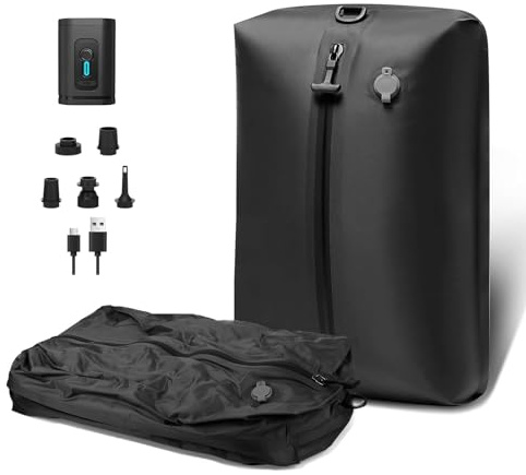 Wireless Vacuum Storage Bags for Travel with Pump – IP67 Waterproof TPU Space Saver Compression for Suitcases, Backpack & Camping, Electric Air Pump with 5 Nozzles