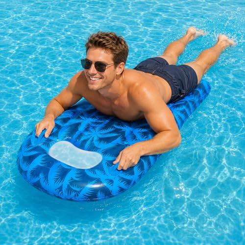 Surfbrett Aufblasbar, Dwafill Schwimmbrett Aufblasbar, Surfboard, Luftmatratze Wasser, für Wasserpark, Schwimmbad, Strandurlaube (1, Kokospalmen, L)