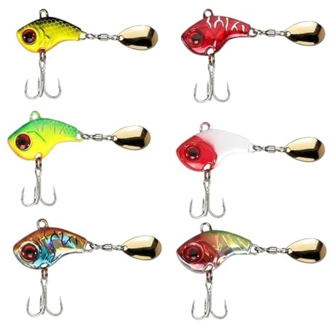 Angelköder Hecht Köder, 6 Stück jig spinner für Süßwasser und Salzwasser, 14g Schwimmköder mit realistischer Bewegung, Vielseitige Köder für Raubfischangeln in verschiedenen Gewässern und Jahreszeiten