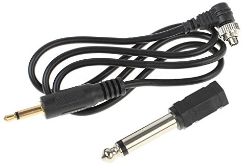 JJC Synchronkabel (Blitz-Anschlusskabel) für PC-Sync an 3,5-mm-Klinkenbuchse - inkl. 6,35-mm-Adapter - Länge 60 cm