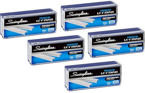 Swingline häftklamrar, S.F. 4, Premium, 1/4 tum längd, 210/remsa, 5 000/låda, 5-pack (35481)