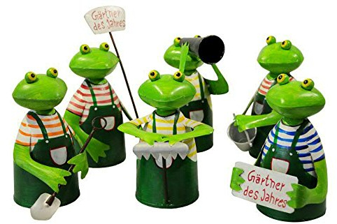 Zaunhocker Frosch - Gärtner des Jahres - 6 Stück - Metall - Höhe 21cm - Gartentiere