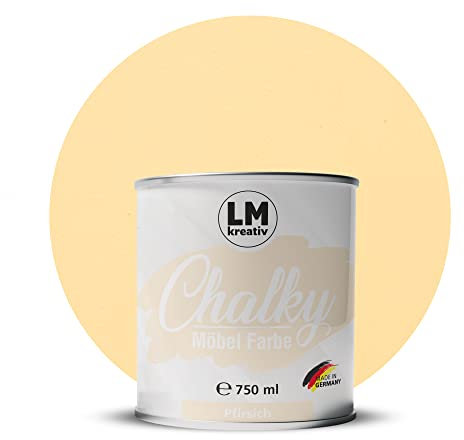 Chalky Möbelfarbe Kreidefarbe für Möbel 750 ml / 1,05 kg (Pfirsich), matt finish In- & Outdoor Kreide-Farbe für Shabby-Chic, Vintage Look, Landhaus Stil Möbel streichen