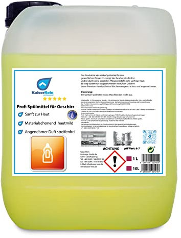 KaiserRein Hand Spülmittel für Geschirr 10 L (10 Liter) Kanister unser Profi Geschirrspülmittel flüssig Konzentrat extrem ergiebig hautmild & mikroplastikfrei