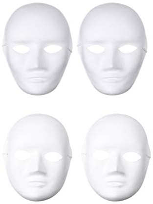 Happyyami DIY Weiße Papier Maske 4Stück Maskerade-Masken zum Bemalen | Papiermasken für Karneval, Zellstoff Blank zum Bemalen Überstreichbare Papiermasken für Cosplay Halloween Party Gastgeschenke