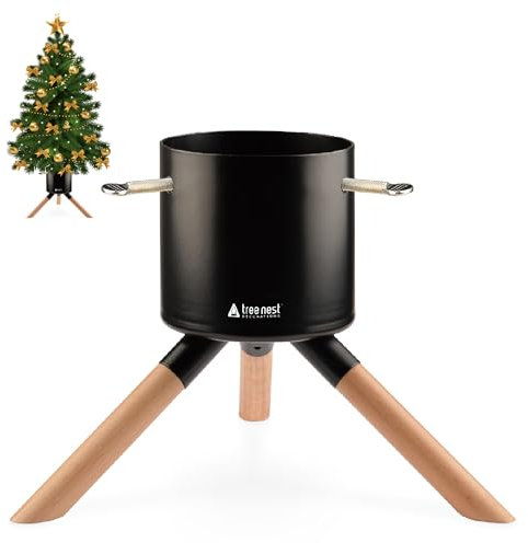 Tree Nest Pied de Sapin de Noël Support Pied de Sapin avec Réserve d'eau - Cosmopolitan Christmas Tree Stand pour Sapin jusqu'à 1.5m, Tronc de 3 à 9 cm Noir