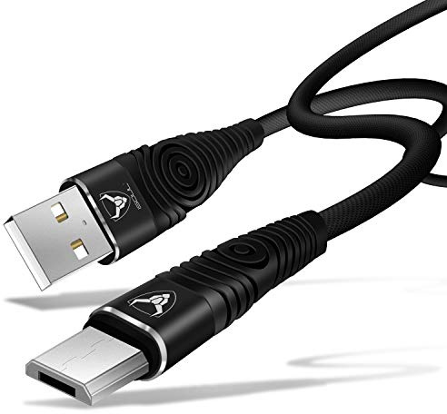 iSOUL Micro USB Cable [Heavy Duty] Nylon Braided Data Sync Fast Charger Charging Cable Lead Cord Compatible with Samsung, Nexus, Huawei, Sony, Android Smartphone, LG, HTC, PS4 and More (2m, Black)