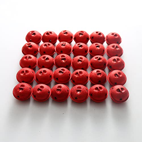 Zsail Weihnachtsglocken 32 Stücke Jingle Glocken mit Schneeflocke Ausschnitt 40 mm Weihnachtshandwerk Glocken für Weihnachtsbäume und Wohndekorationen (rot)