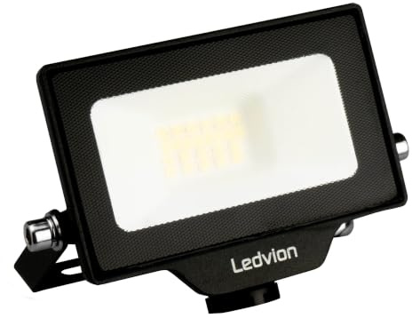 Ledvion - Proyector LED, Incluye Cable de 0.5M, 10W, 6000K, 1100 Lúmenes, IP65 Resistente al Agua, Conector Rápido Incluido