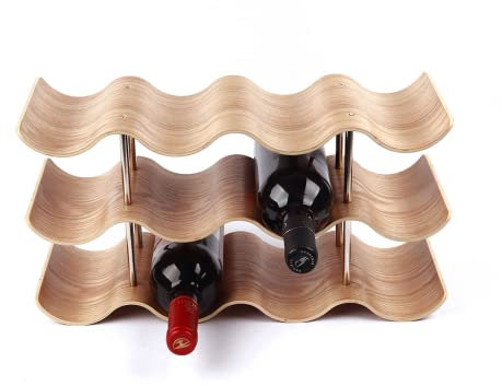 Dreiklang – be smart Weinregal Flaschenregal aus Holz für 12 Flaschen, stabil, Freistehend, modern, dekorativ, Platzsparend klein & schmal, 3 Ebenen (41,5 x 22,5 x 15,5 cm)