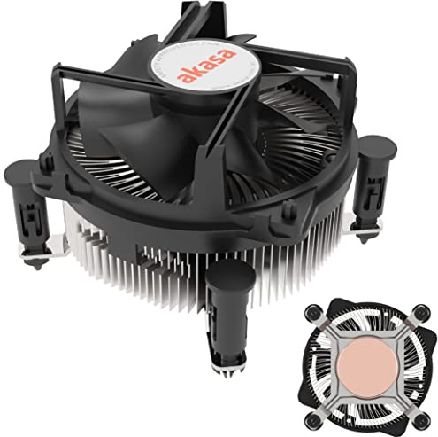 Akasa Kupferkern Kühler für Intel® LGA1700, 90mm PWM Lüfter für Core™ i9 Prozessoren bis zu 125 W TDP, Kühlkörper mit Kupferkern, Doppelkugellager, AK-CC6606BP01